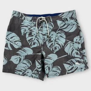Tommy Bahama Swim Trunks Mens XL Black Blue Leaf Print Tropical Mesh Lined - Picture 1 of 7