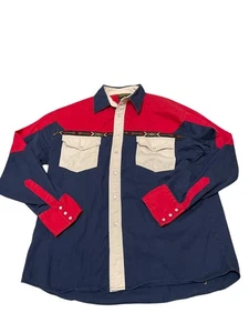 VTG Wrangler Rustler Southwestern Aztec Pearl Snap Western Cowboy Shirt Men's L - Picture 1 of 5