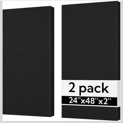 Sound Absorbing Acoustic Wall Panels 2 Large Fiberglass 2x24x48 Fabric Wrapped - Image 1 of 4