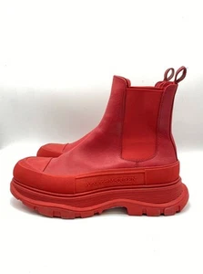 Alexander McQueen Men Red Leather Boots Size 11 - Picture 1 of 12