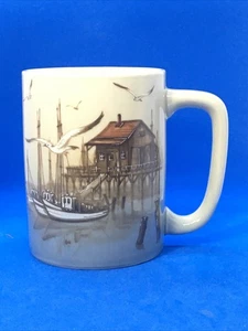 Otagiri Boats Warf Kaffeebecher Tasse handbemalt Möwe Maritim Japan Vintage - Bild 1 von 8