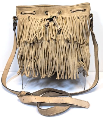 Bolso Bandolera Patricia Nash Bohemio Cuero Tostado Gamuza Flecos Cubo Occidental Foto 1 de 4