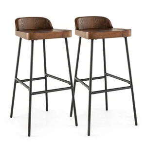 Set of 2 Industrial Bar Stools Tall Kitchen Stools Breakfast High Chair Low-Back - Picture 1 of 3