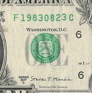 AUG 23 1983 Birthday Fancy Serial Number Date Note One Dollar Bill 08 23 1983 - Picture 1 of 11