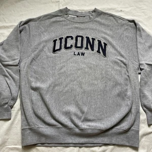UConn Law MV Sport Pro Weave Gray Crewneck Sweatshirt Mens Large Embroidered - Picture 1 of 8