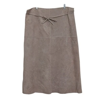 Madison Studio свинья замши макси юбка женщин плюс размер 20 Вт бежевый кожаный цветочный - Изображение 1 из 4