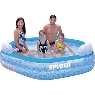 Splosh Inflatable 2.32m Hexagonal Family Swimming Paddling Pool Kids Swim Centre - Image 1 of 4