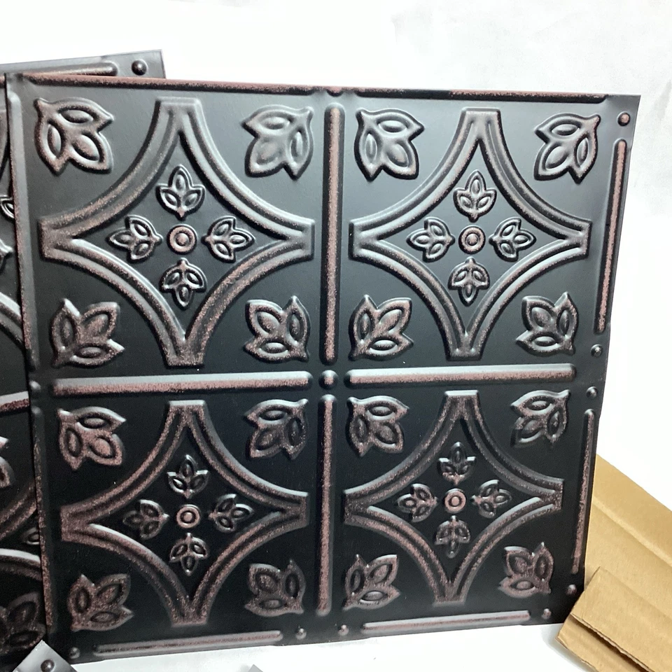 12 Holydecot 12”x12” Stamped Metal Nail-up Tin Ceiling Tiles or Backsplash - Image 1 of 3