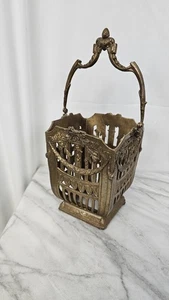 Vintage Antique Deco Brass Basket - Picture 1 of 12