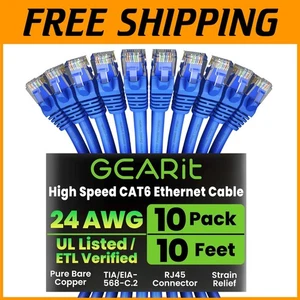 Sichere kabelgebundene Verbindung - 10er-Pack Cat6 Ethernet Patchkabel - Bild 1 von 11