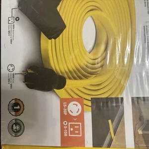 Cavo Generatore Champion Power Equipment 25' 30 Amp 125V Stile Ventilatore Prolunga Piatto - Foto 1 di 2