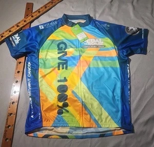 NWT Primal Shirt Men 2XL Blue Orange Cycling Jersey Edward Jones Pedal The Cause - Picture 1 of 14