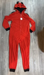 New Classic Red Devil Costume Jumpsuit With Good One Piece Soft Adult Sm - Picture 1 of 4