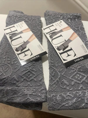 NWT 2 Pack HUE Steel Luster Brocade Socks - Image 1 of 3