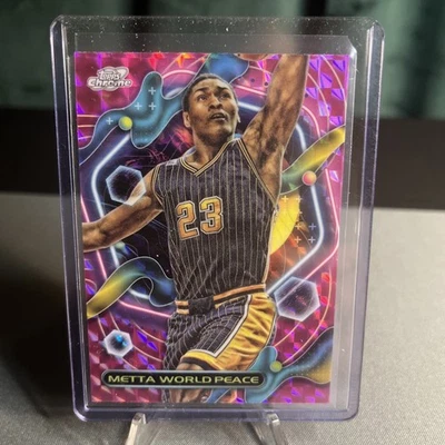 2023-24 Topps Cosmic Chrome - Metta World Peace #52 Pink Galaxy Refractor - Image 1 of 2