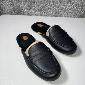 Mocassino Ugg donna shaine slip-on ballerine slide pelle nera taglia UK 5 US 7 nuovo - Foto 1 di 8