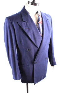 Vintage 50er Jahre Wolle Zweireiher Spitzes Revers Anzug Mantel Jacke Herren Größe 42 - Bild 1 von 7