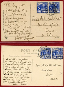 Netherlands Indies 1936, 10c on Photo Postcards, to USA (One PC w/ Corner Torn) - Picture 1 of 2