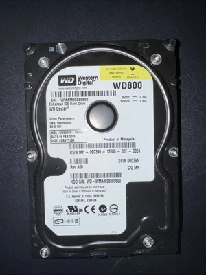 Western Digital WD800 Caviar 80GB 7200RPM Hard Drive | WD800BB-75JHA0 (Untested) - Image 1 of 4