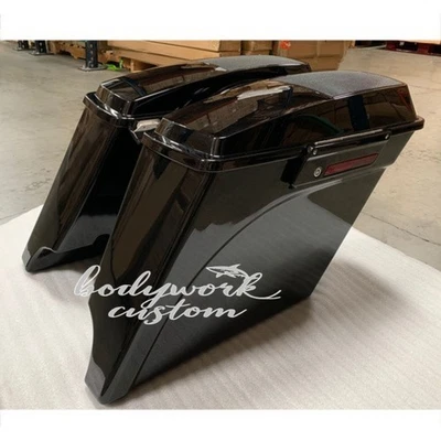 Alforjas extendidas estiradas de 5" y tapa de altavoz de 6x9" para Harley Touring 1993-2013 Foto 1 de 4