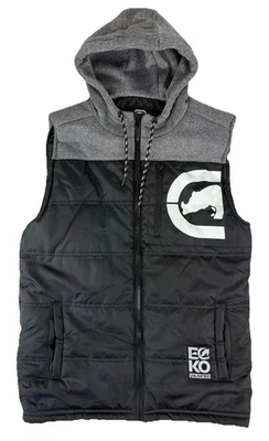 Ecko Unltd Vest Mens Small Black Gray Hooded Sleeveless Jacket - Image 1 of 4