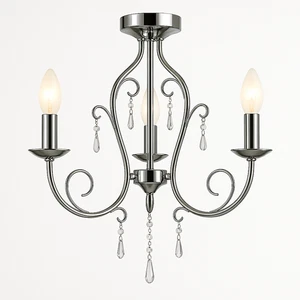 Regency 3Arm Candle Style Holder Ceiling Light Antique Finish Droplet Chandelier - Picture 1 of 3