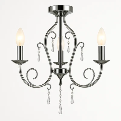 Regency 3Arm Candle Style Holder Ceiling Light Antique Finish Droplet Chandelier - Image 1 of 3