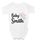 Personalised Baby Grow Vest Any Name Heart Sleepsuit White Shower Gift
