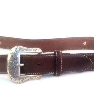 NOCONA BELT CO MENS WESTERN BELT  SZ 36 BRN LEATHER CONCHO WOVEN LACED TOP HAND - Picture 1 of 12