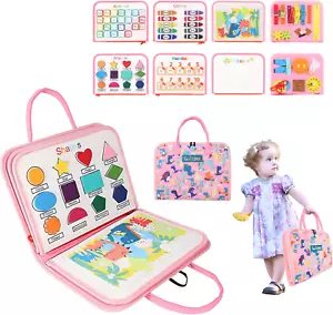 Montessori Busy Board for Toddlers - 8 in 1 Sensory Activity Board, Quiet Book & - Picture 1 of 19