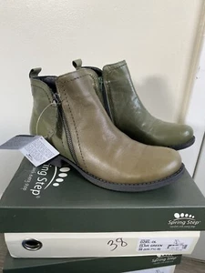 Spring Step Oziel Women's UK 38 US Size 7.5-8 Olive Green Leather Ankle Bootie - Picture 1 of 7