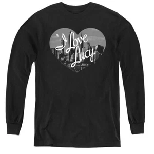 I Love Lucy Kids Long Sleeve Shirt Black and White City Logo Black - Picture 1 of 1