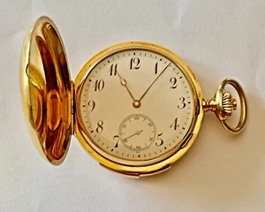 A Complicated 5 Minute Repeater 18k Gold Full Hunter Pocket Watch J Dauer Geneve - Picture 1 of 22