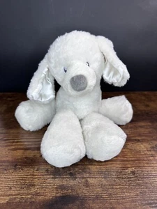 Baby Gund FLUFFEY White Puppy Dog Plush Satin Ears Knotted Tail Stuffed Lovey - Picture 1 of 5