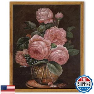SHENIFY Vintage Flower Framed Canvas Wall Art Peony Classic Painting Modern K - Picture 1 of 5