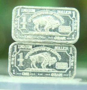 1g 1 Gram Pure Indium Bar Bullion Buffalo .999 Investment Ingot - Picture 1 of 1