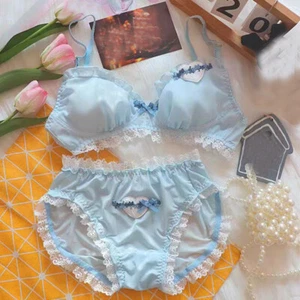 Japanese Sweet Girls Bra Sets Underwear Lace Lolita Cute Students Panties Briefs - Picture 1 of 7