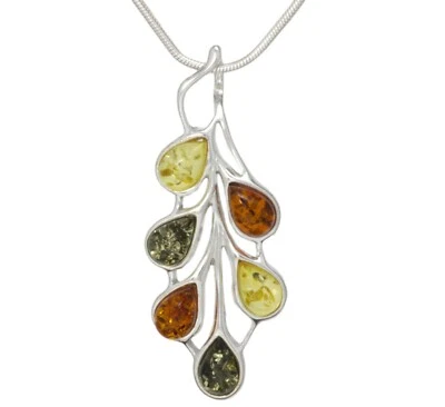 NATURAL BALTIC AMBER STERLING SILVER 925 PENDANT & CHAIN NECKLACE Certified - Image 1 of 4