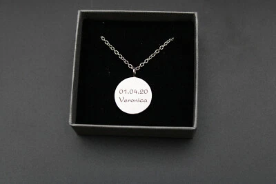 Firetti Kette mit Anhänger rund mit Gravur »Veronica 01.04.20« Edelstahl - Bild 1 von 4