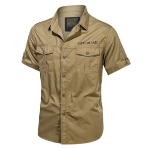 Neu Herren Militär kurzärmelige Shirts Luftwaffe Armee Baumwolle Hemden Shirts Tops - Bild 1 von 14