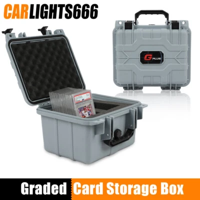 50CT Gray Graded Card Storage Box Travel Waterproof Case Slab Holder Protector - Image 1 of 4