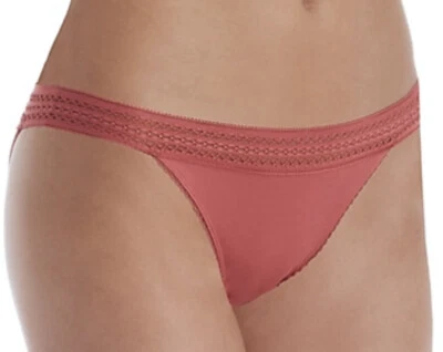 Braguita de bikini DKNY clásica de algodón con ribete de encaje rosa azalea para mujer L 7 DK5006 Foto 1 de 4