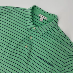 Peter Millar Polo Shirt Men Medium Green Purple Striped Golf Performance Popover - Picture 1 of 9
