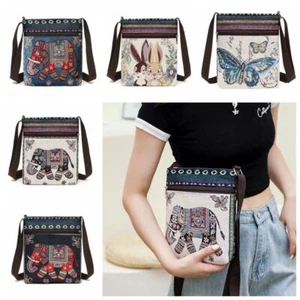 Rabbit Ethnic Style Crossbody Bag Embroidery Animal Shoulder Bag Cosmetic Bag - Picture 1 of 17
