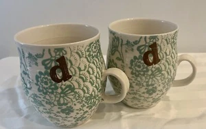 Anthropologie Homegrown Kaffeebecher Buchstabe D grün Blumen - Bild 1 von 4