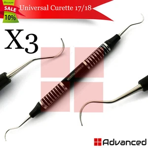 3Pcs Dental Universal Curette 17/18 Scaler Black Hollow Grip Dentist Pick Tool - Picture 1 of 1