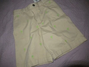 nwt Lands' End beige khaki green palm tree flat front shorts boys 5 free ship US - Picture 1 of 2