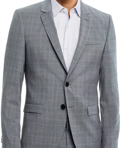 Hugo Boss Men's Gray Arti 232X Plaid Extra Slim-Fit Suit Jacket Size 40S Grey - Picture 1 of 6