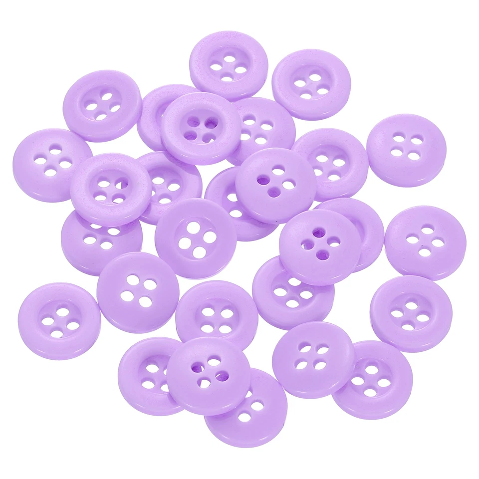 30 botones de costura 18L 15/32" resina redondos planos 4 agujeros botones artesanales, púrpura Foto 1 de 4