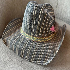 Vintage Tall Cowboy Hat Sombreros Je-Sal 59 Linea De Exportation Woven Wire Rim - Picture 1 of 12